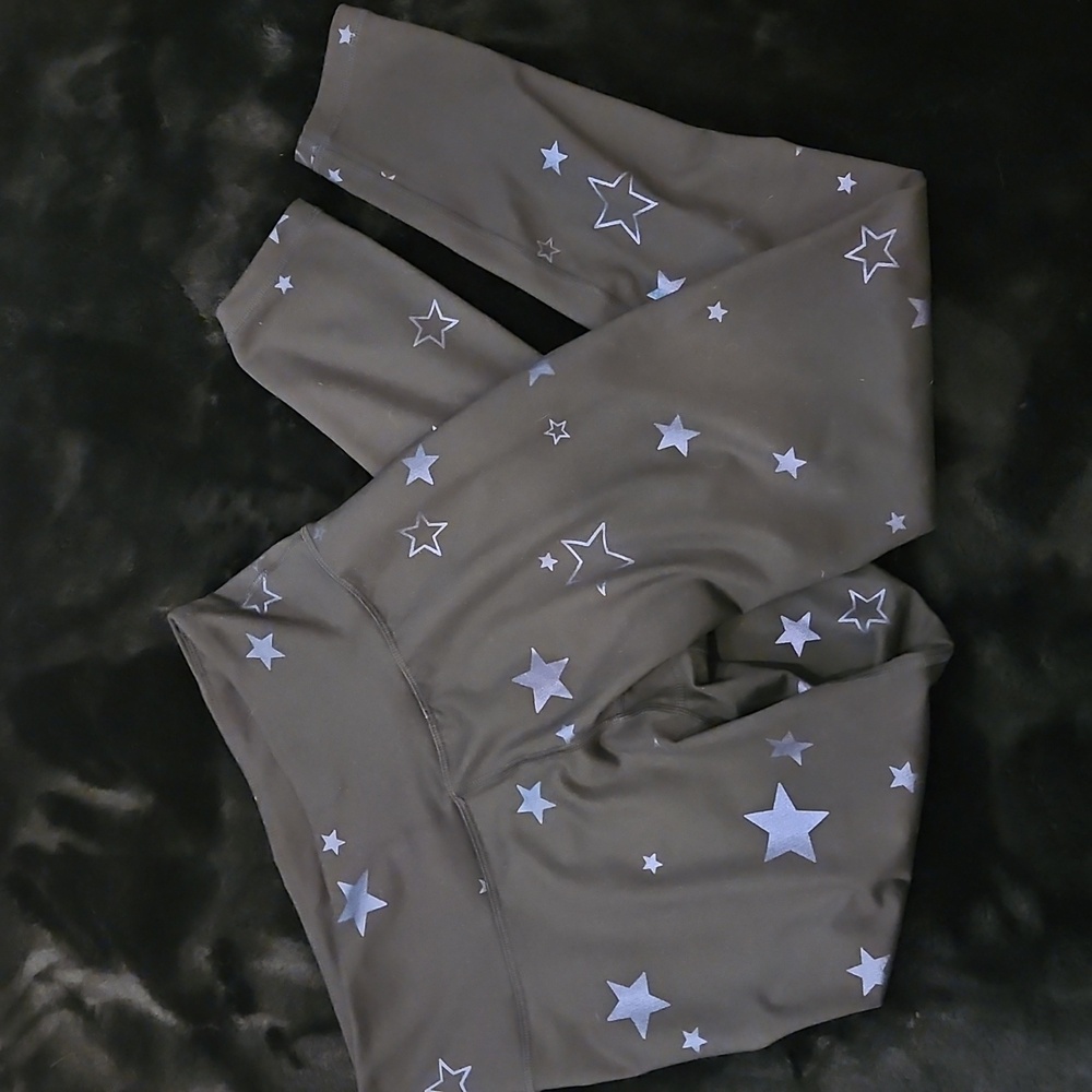 EUC Old Navy Active Star Print Black Leggings - Sz L